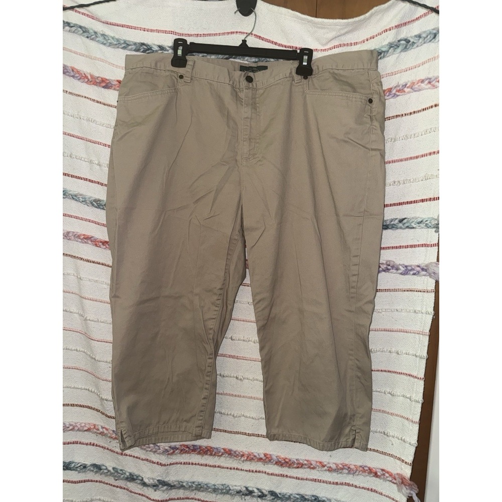 RALPH LAUREN LRL Jean Co. Classic Midcalf Khaki Tan Cotton Cropped Pants 20W - Picture 1 of 11
